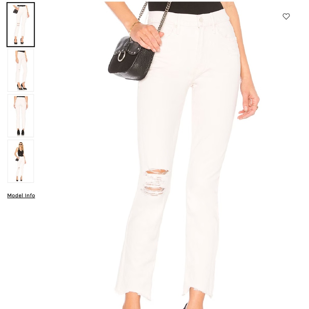 MOTHER SUPERIOR The Flirt Chew White Distressed Jeans Size 28